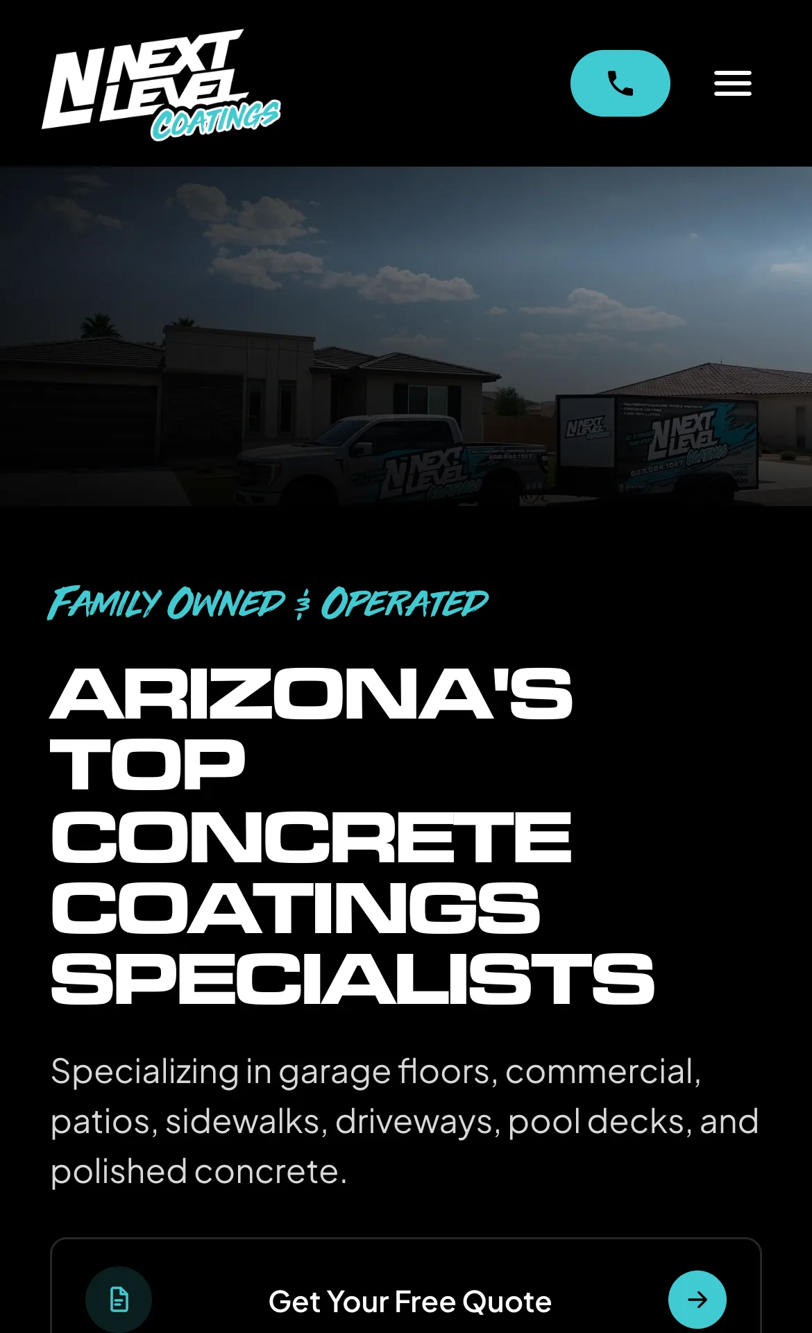 Next Level Coatings — above the fold